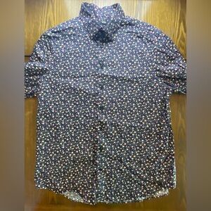 Express Men's Navy Floral Button Down Shirt